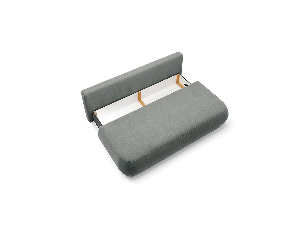 Canapé convertible 3 places avec coffre en tissu gris ANTONIO