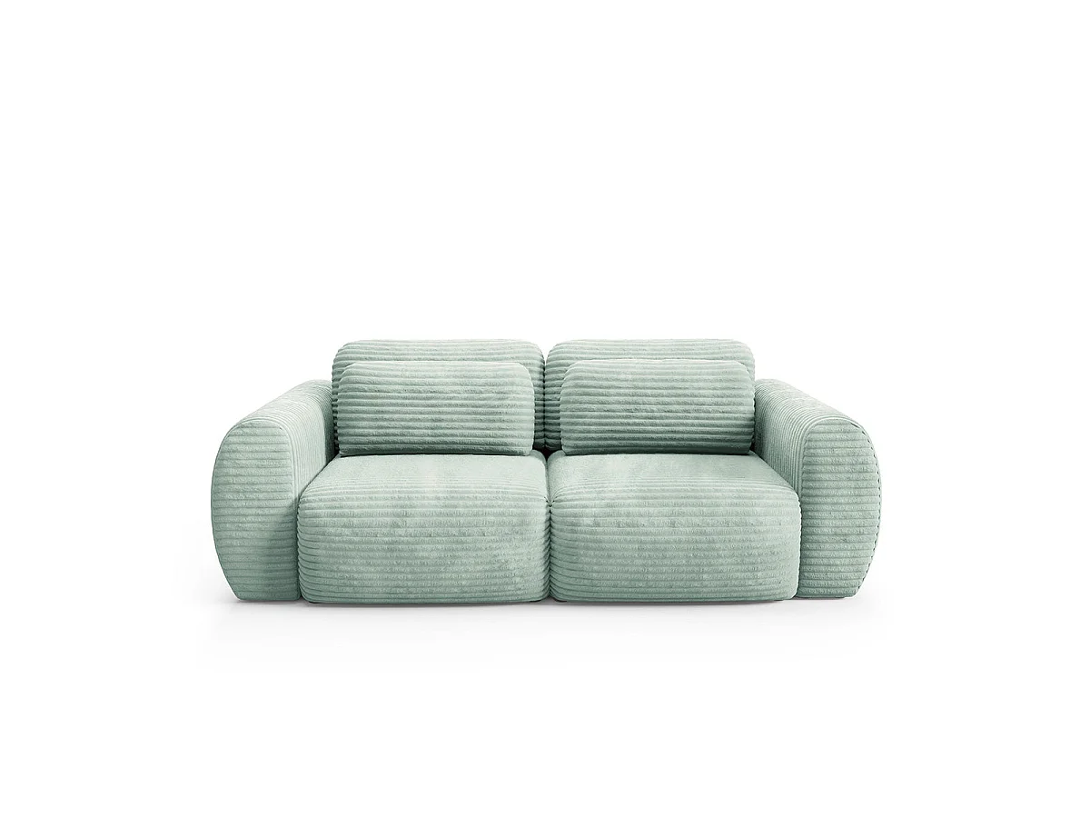 Canapé convertible 3 places avec coffre en tissu vert CAMILLA
