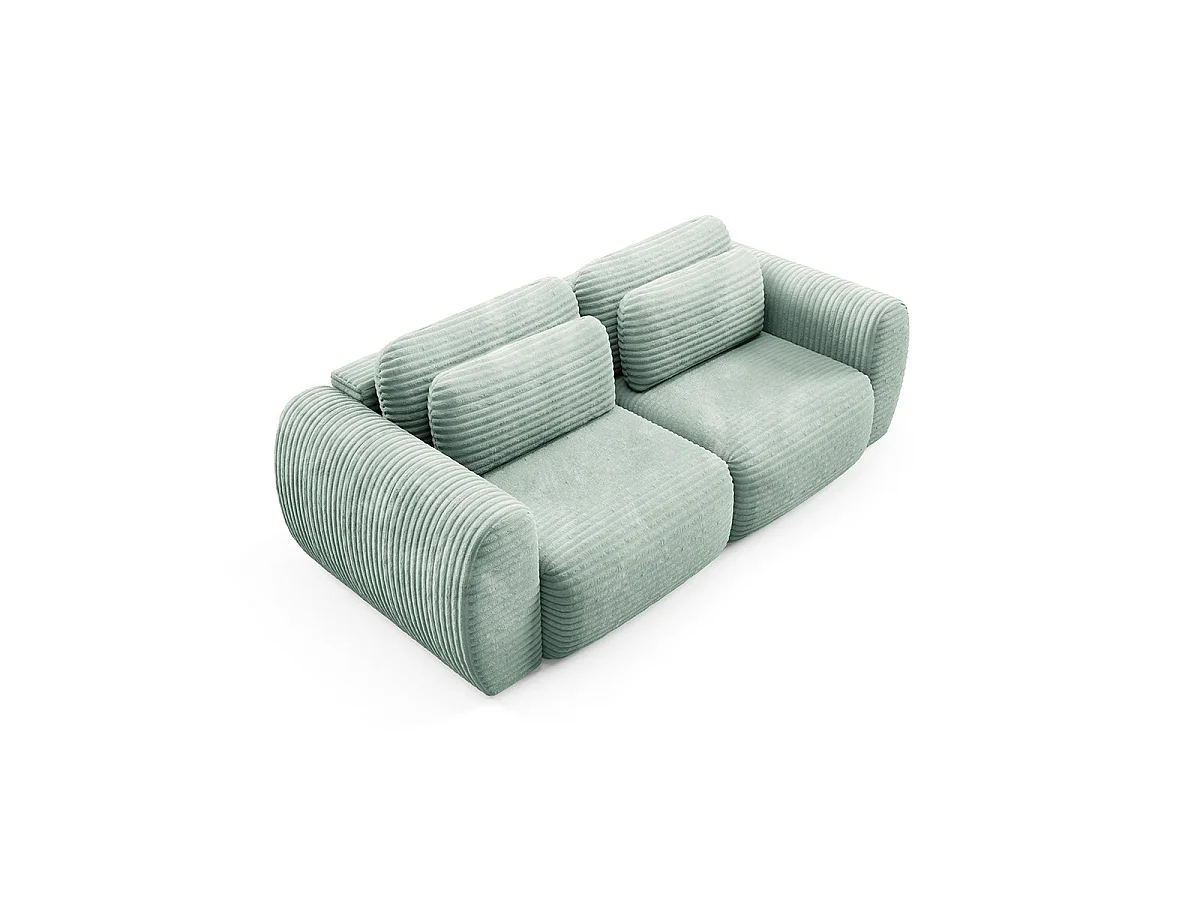 Canapé convertible 3 places avec coffre en tissu vert CAMILLA