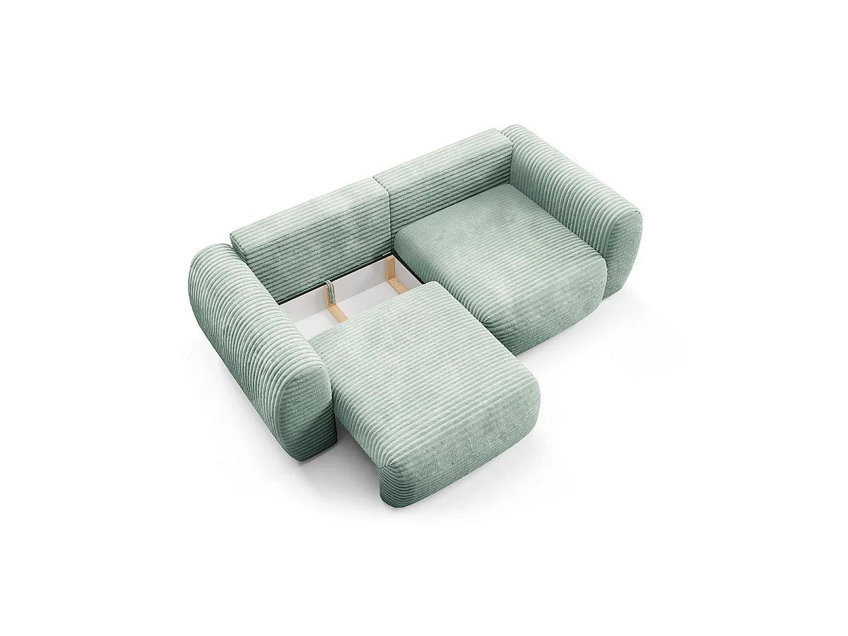 Canapé convertible 3 places avec coffre en tissu vert CAMILLA