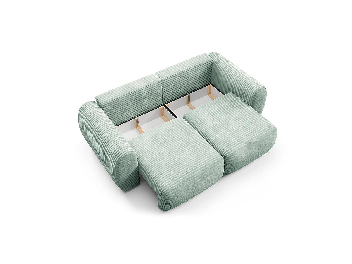 Canapé convertible 3 places avec coffre en tissu vert CAMILLA