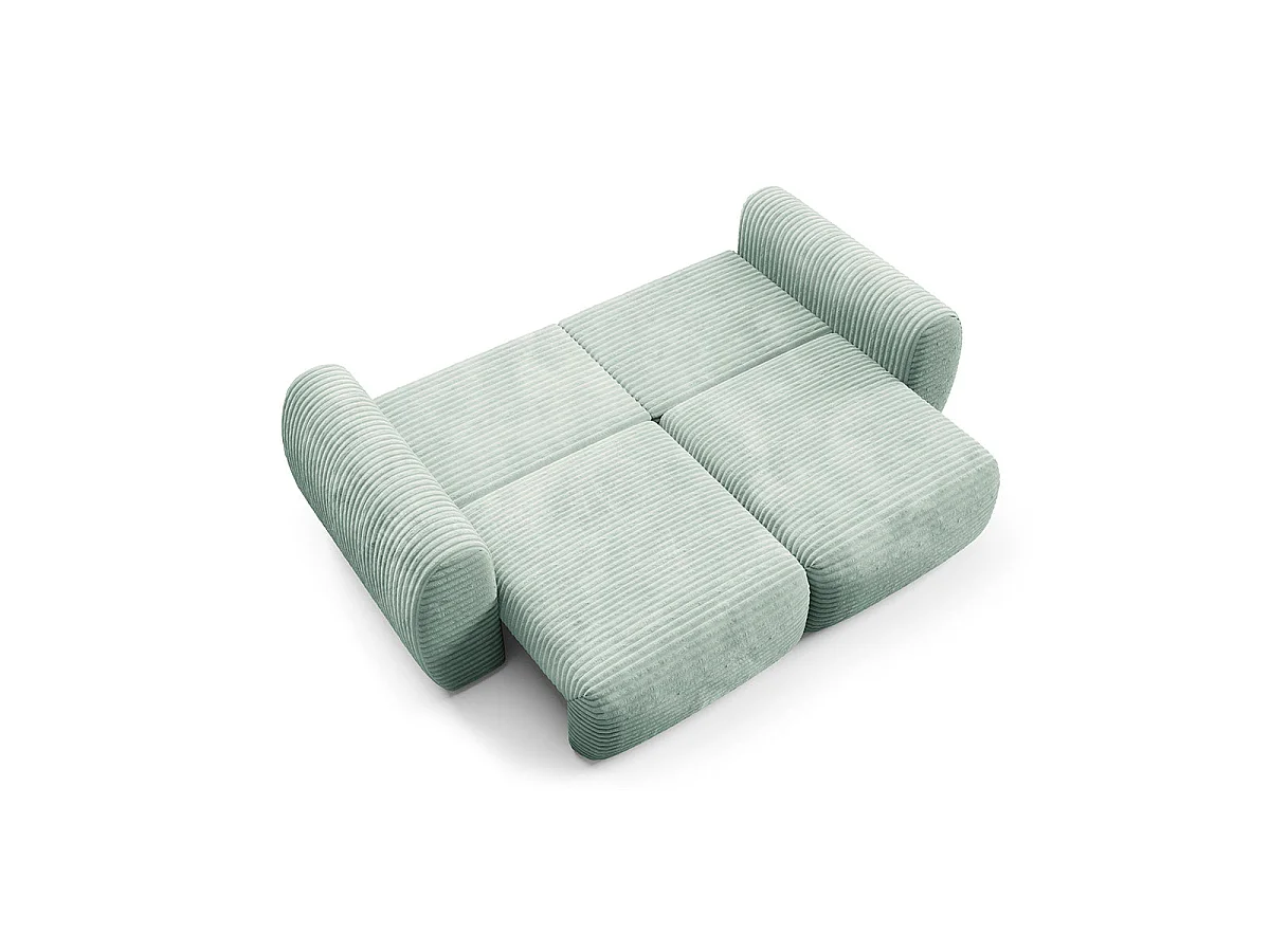 Canapé convertible 3 places avec coffre en tissu vert CAMILLA
