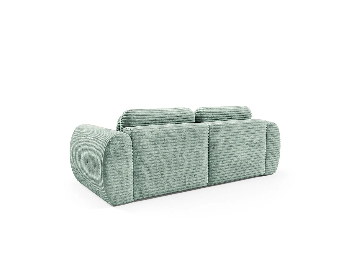 Canapé convertible 3 places avec coffre en tissu vert CAMILLA