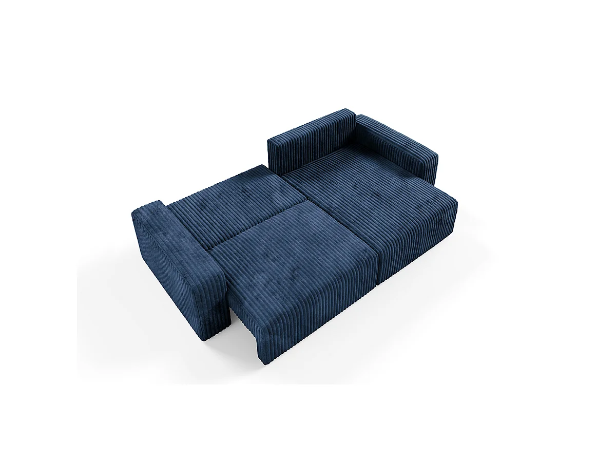 Canapé d'angle réversible et convertible 3 places avec coffre et accoudoirs Angela Bleu marine