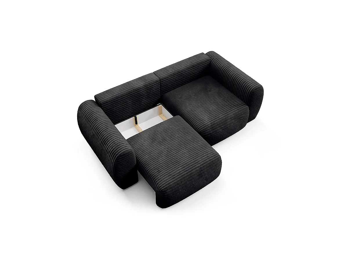 Canapé convertible 3 places avec coffre Camilla Noir