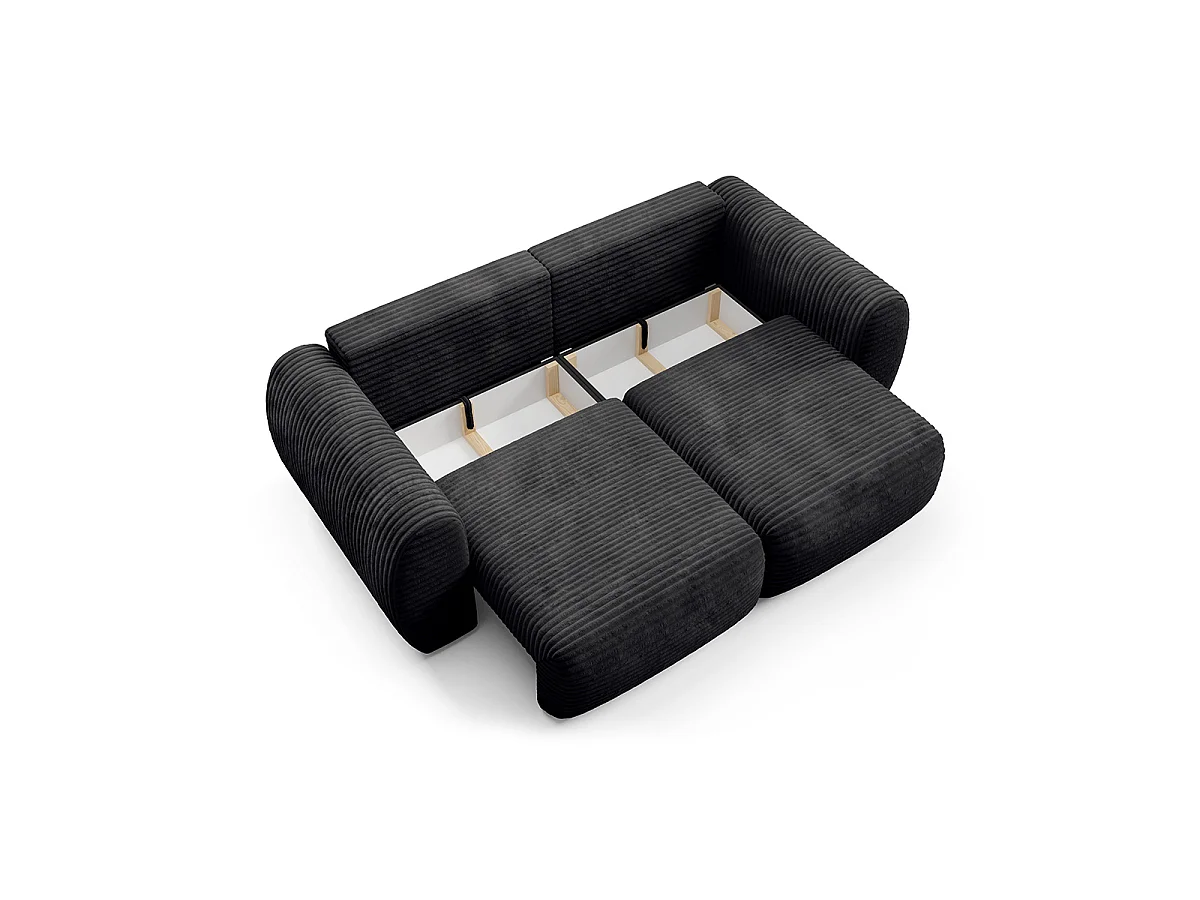 Canapé convertible 3 places avec coffre Camilla Noir