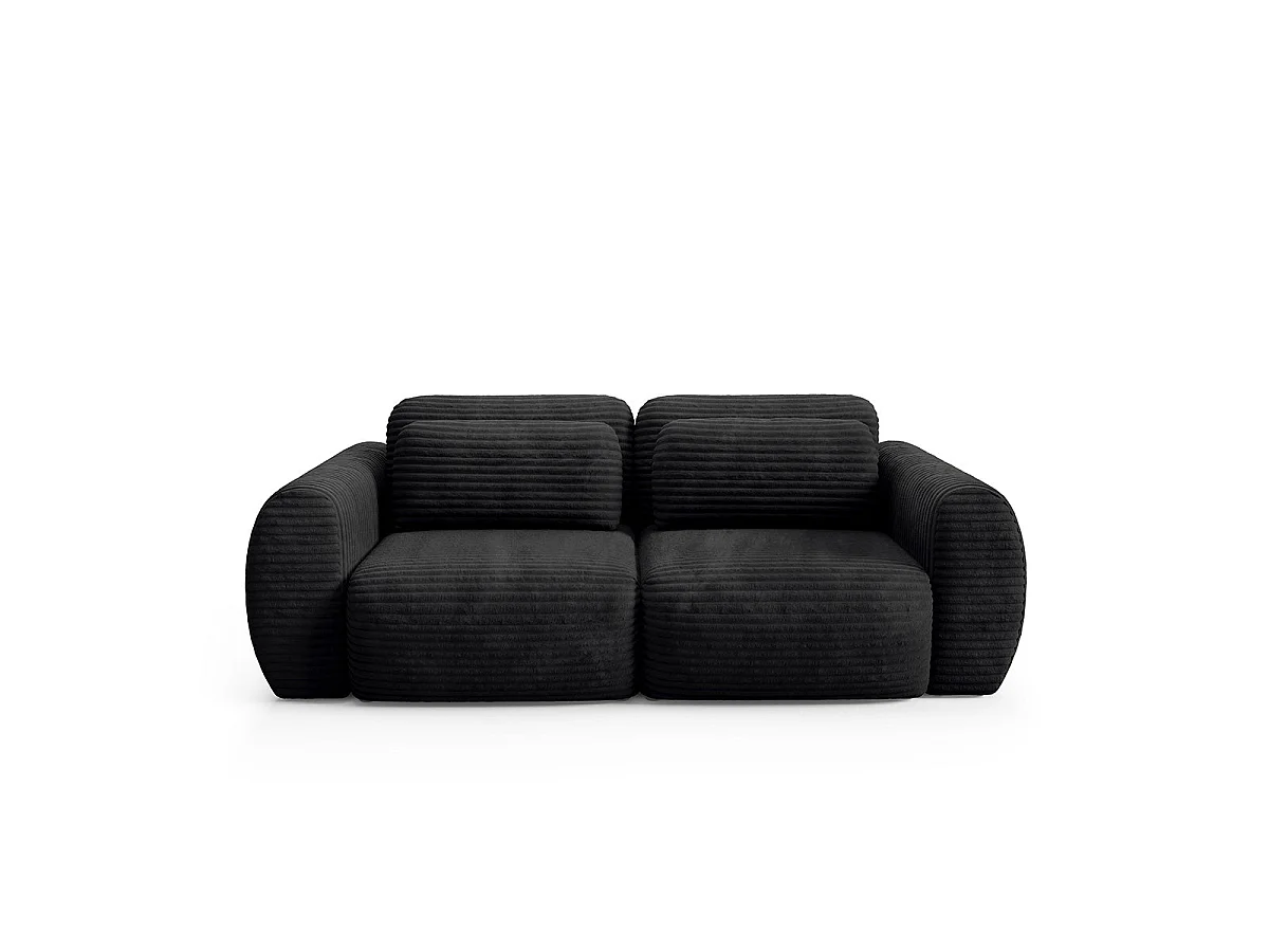 Canapé convertible 3 places avec coffre en tissu noir CAMILLA