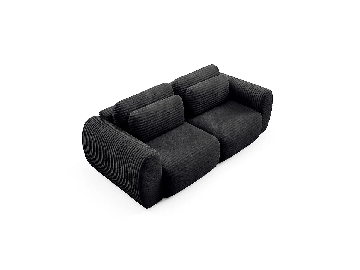 Canapé convertible 3 places avec coffre en tissu noir CAMILLA