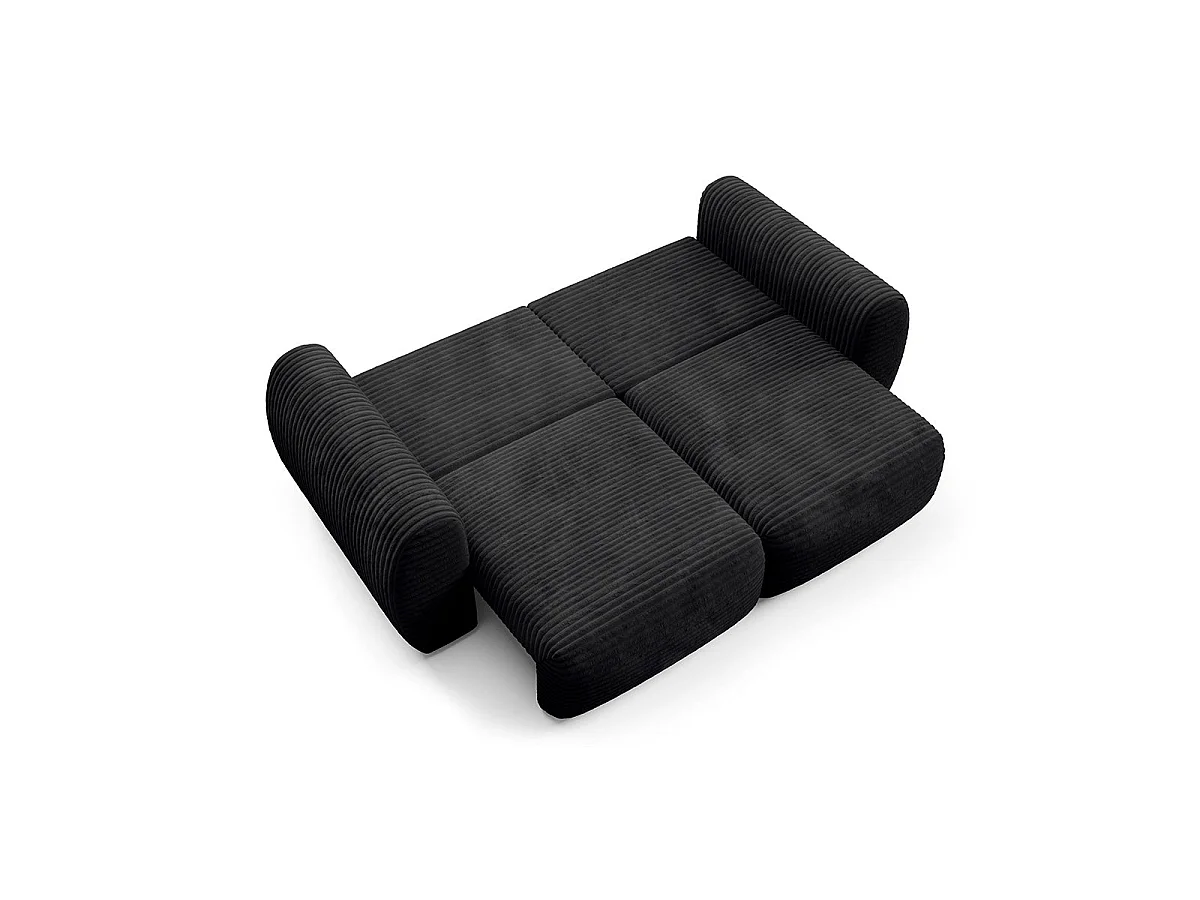Canapé convertible 3 places avec coffre en tissu noir CAMILLA