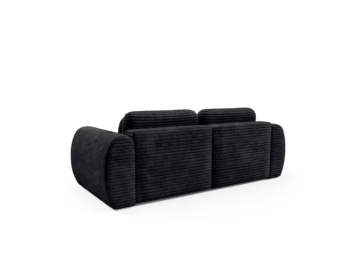 Canapé convertible 3 places avec coffre en tissu noir CAMILLA