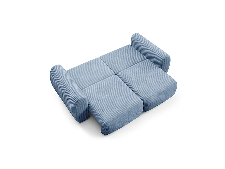 Canapé convertible 3 places avec coffre Camilla Bleu clair