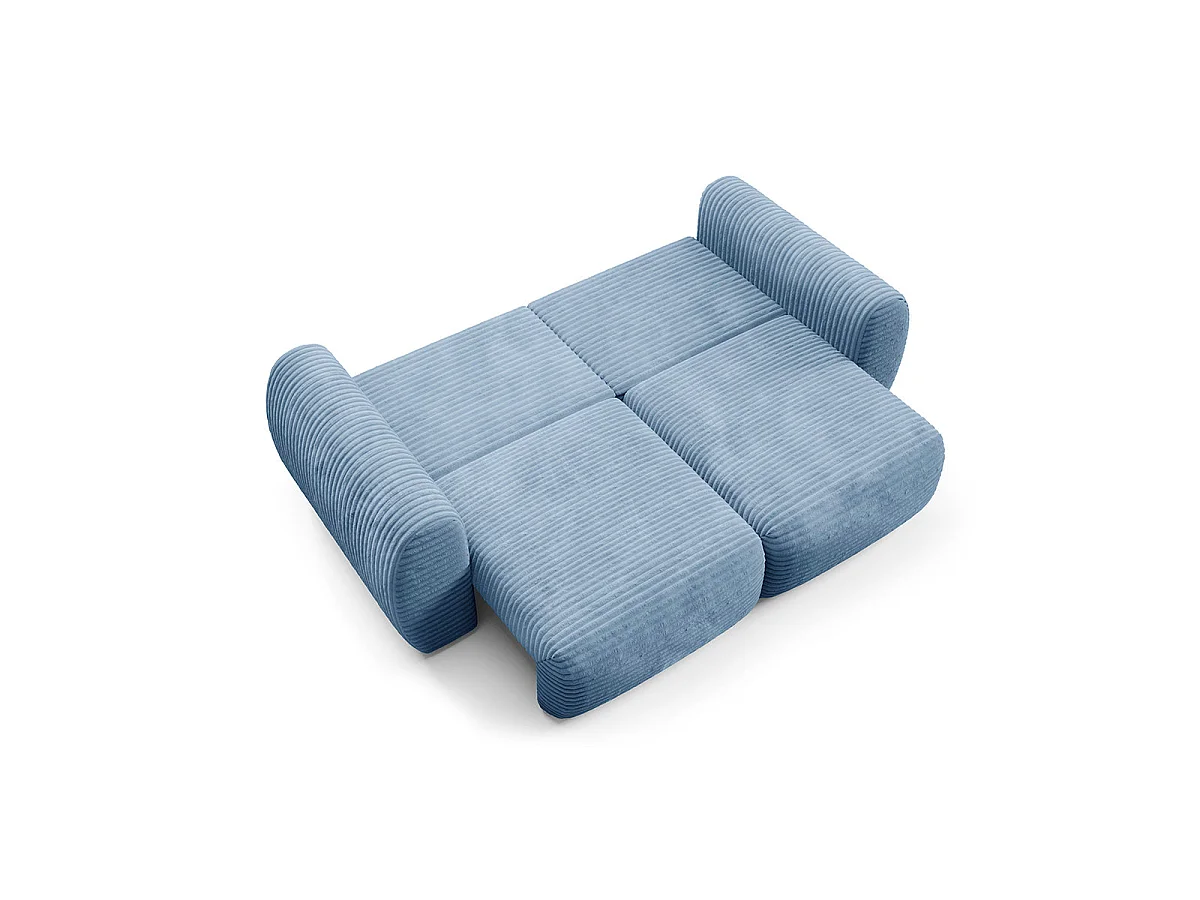Canapé convertible 3 places avec coffre en tissu bleu CAMILLA