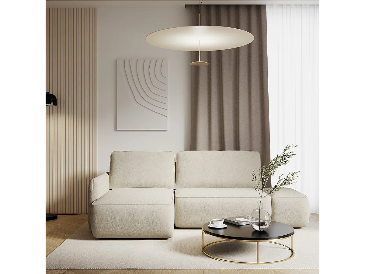 Canapé d'angle réversible et convertible 3 places avec coffre Alessio Beige