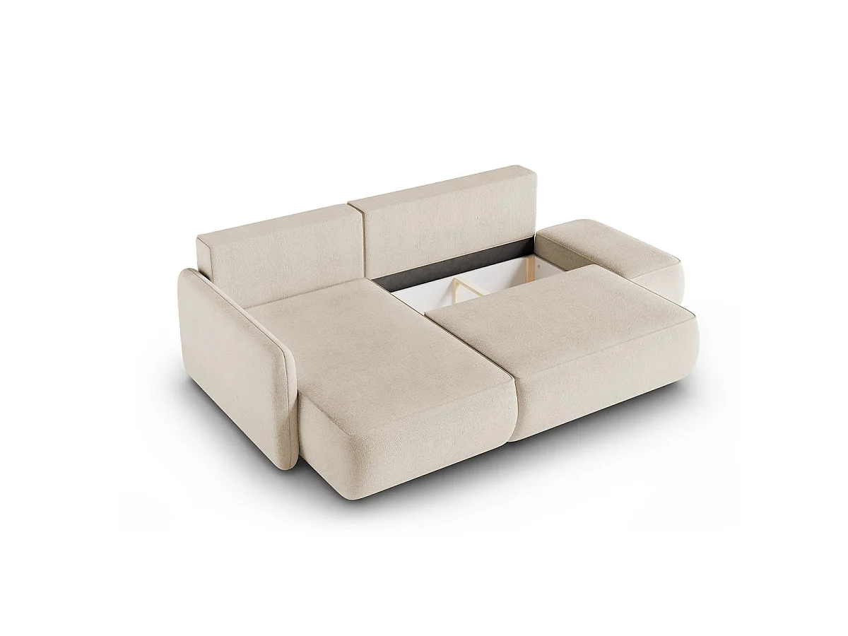 Canapé d'angle convertible 3 places réversible avec coffre en tissu beige ALESSIO