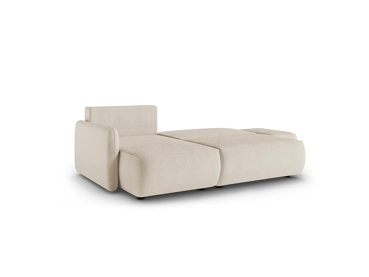 Canapé d'angle convertible 3 places réversible avec coffre en tissu beige ALESSIO