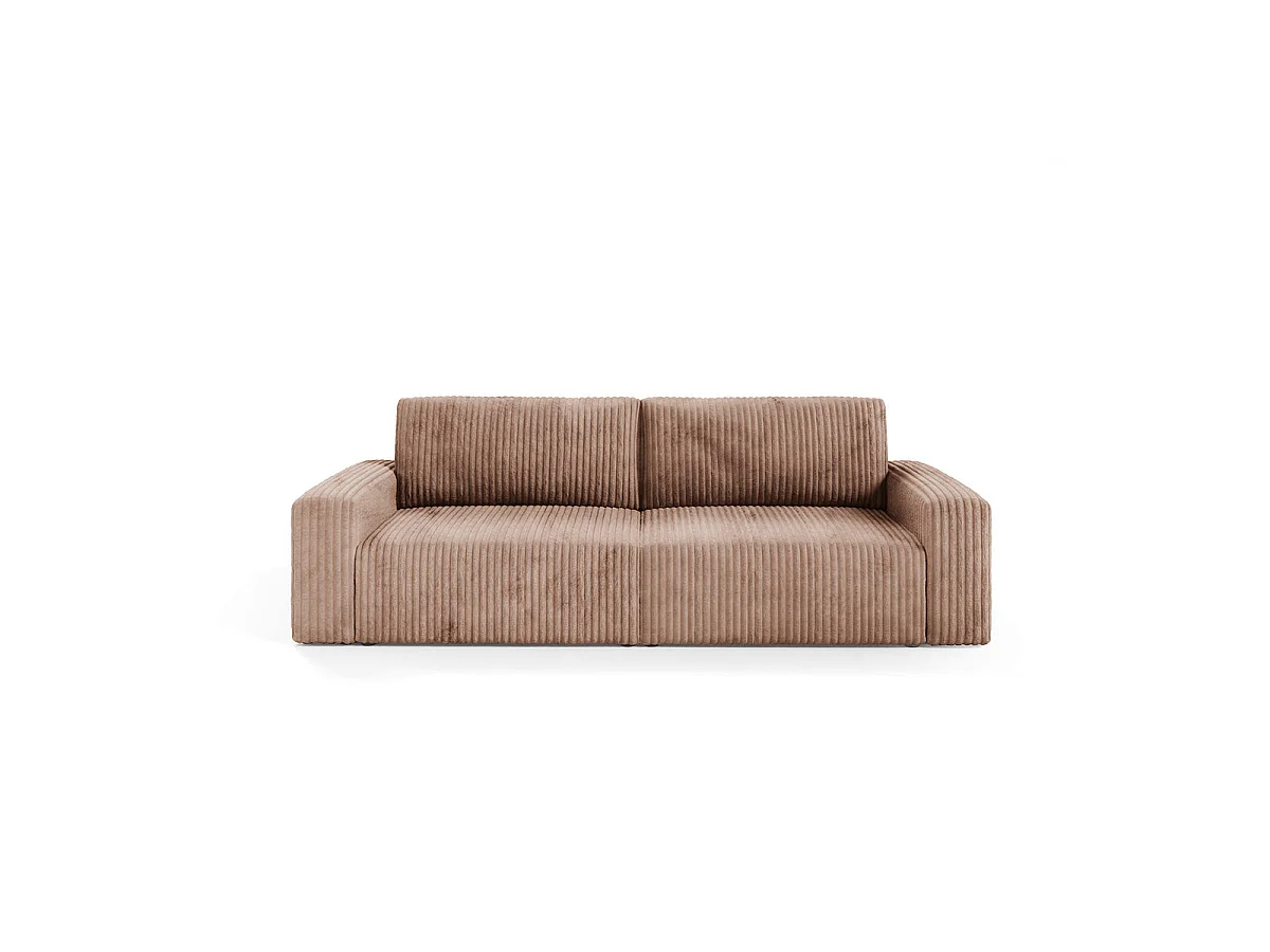 Canapé convertible 3 places avec coffre en tissu marron ANGELA