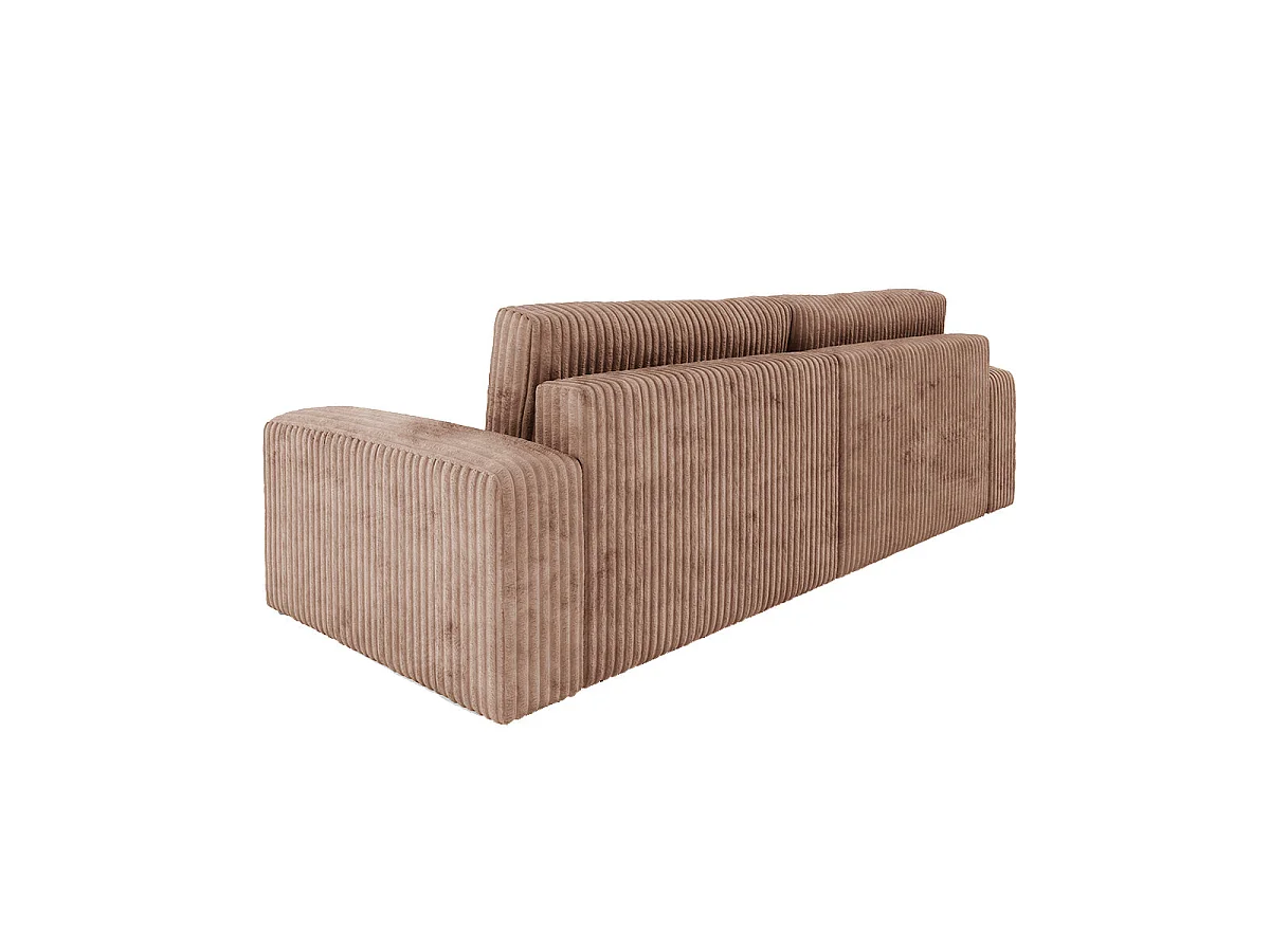 Canapé convertible 3 places avec coffre en tissu marron ANGELA