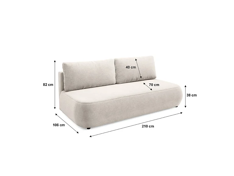 Canapé convertible 3 places avec coffre Antonio Beige