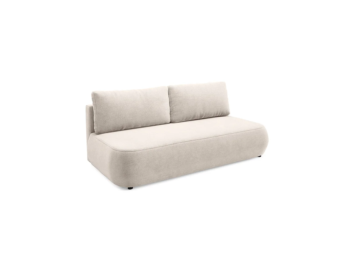 Canapé convertible 3 places avec coffre en tissu beige ANTONIO