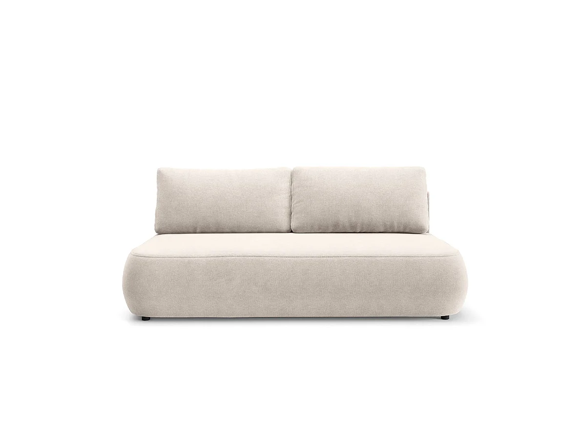 Canapé convertible 3 places avec coffre en tissu beige ANTONIO