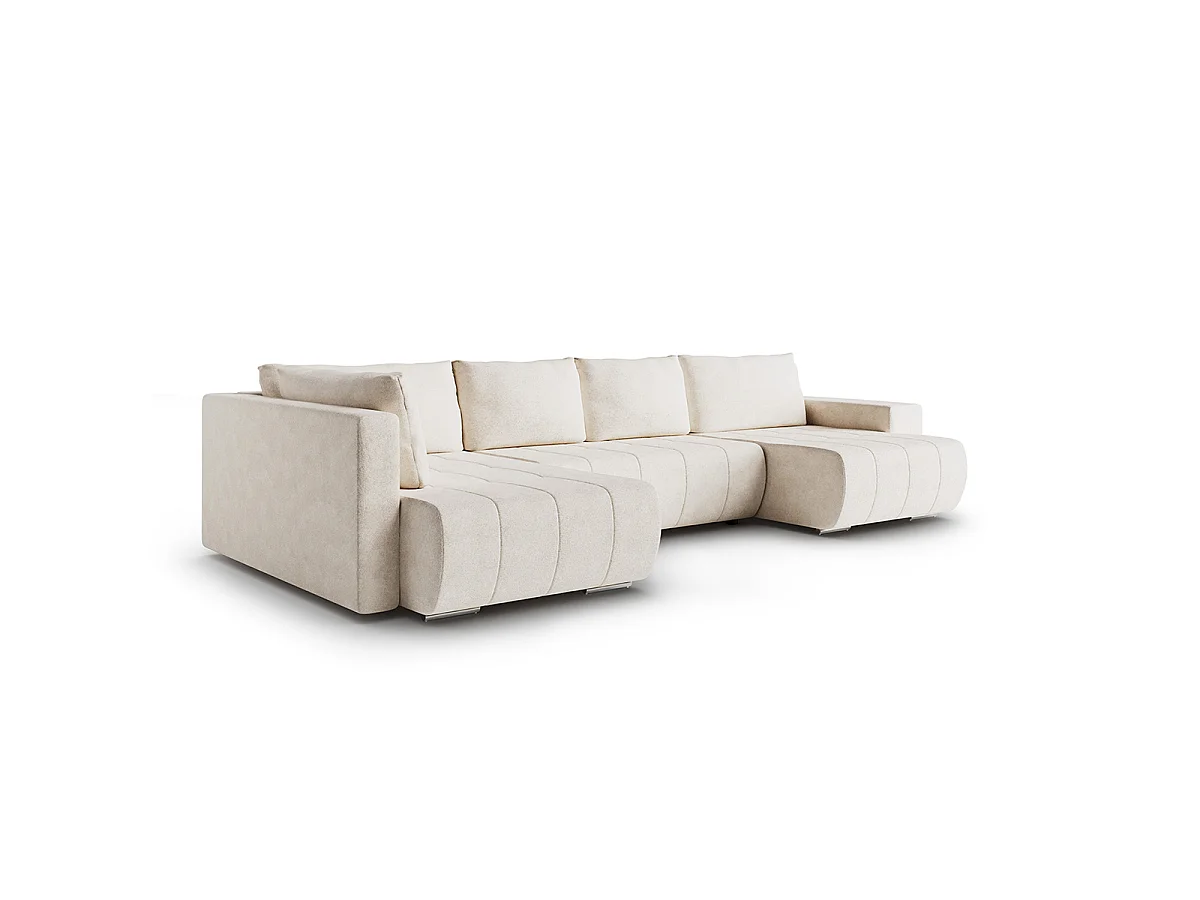 Canapé U 5 places convertible coffre Sergio Beige