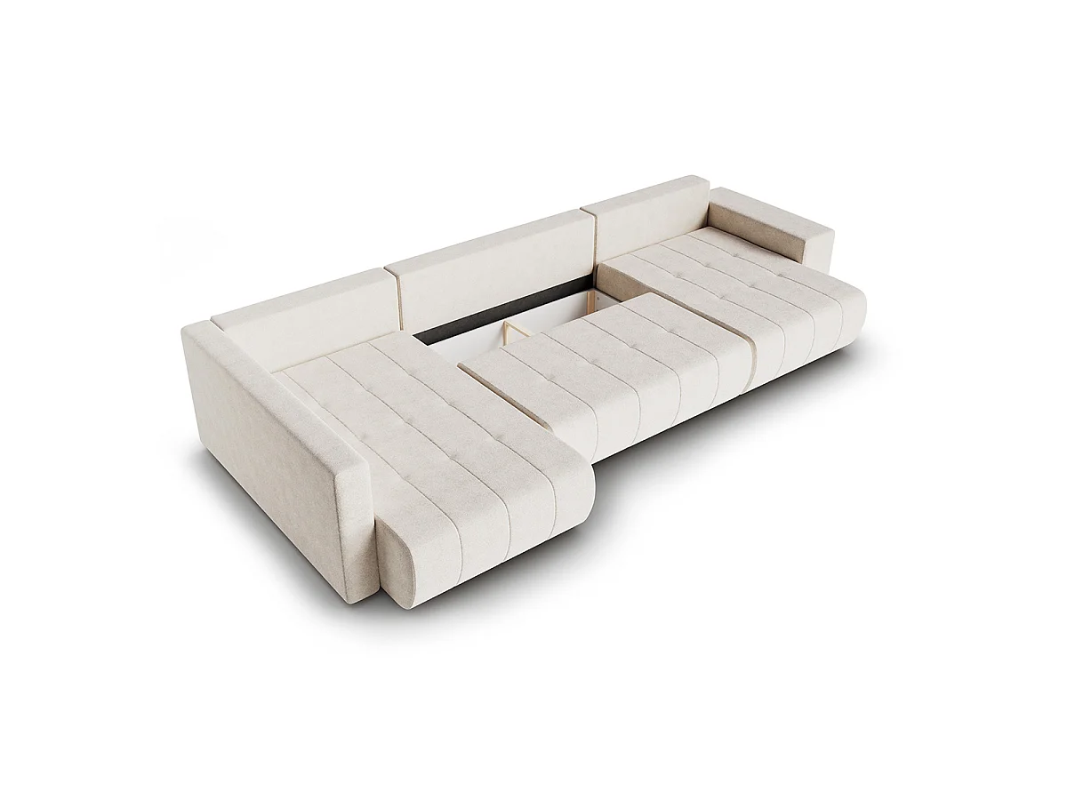 Canapé U 5 places convertible coffre Sergio Beige