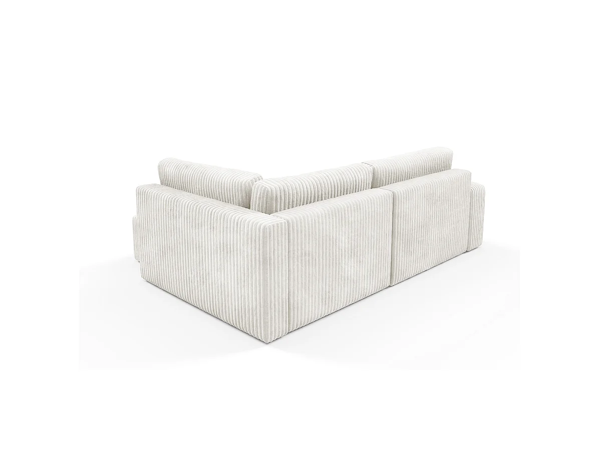 Canapé d'angle réversible et convertible 4 places avec coffre et accoudoirs Angela Blanc cassé