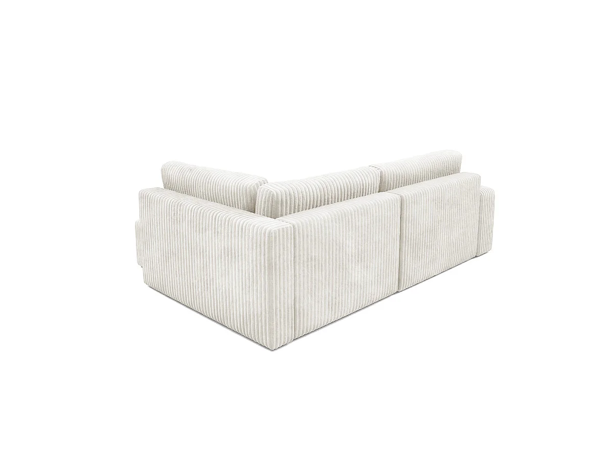 Canapé d'angle droit convertible 4 places avec coffre en tissu blanc ANGEL