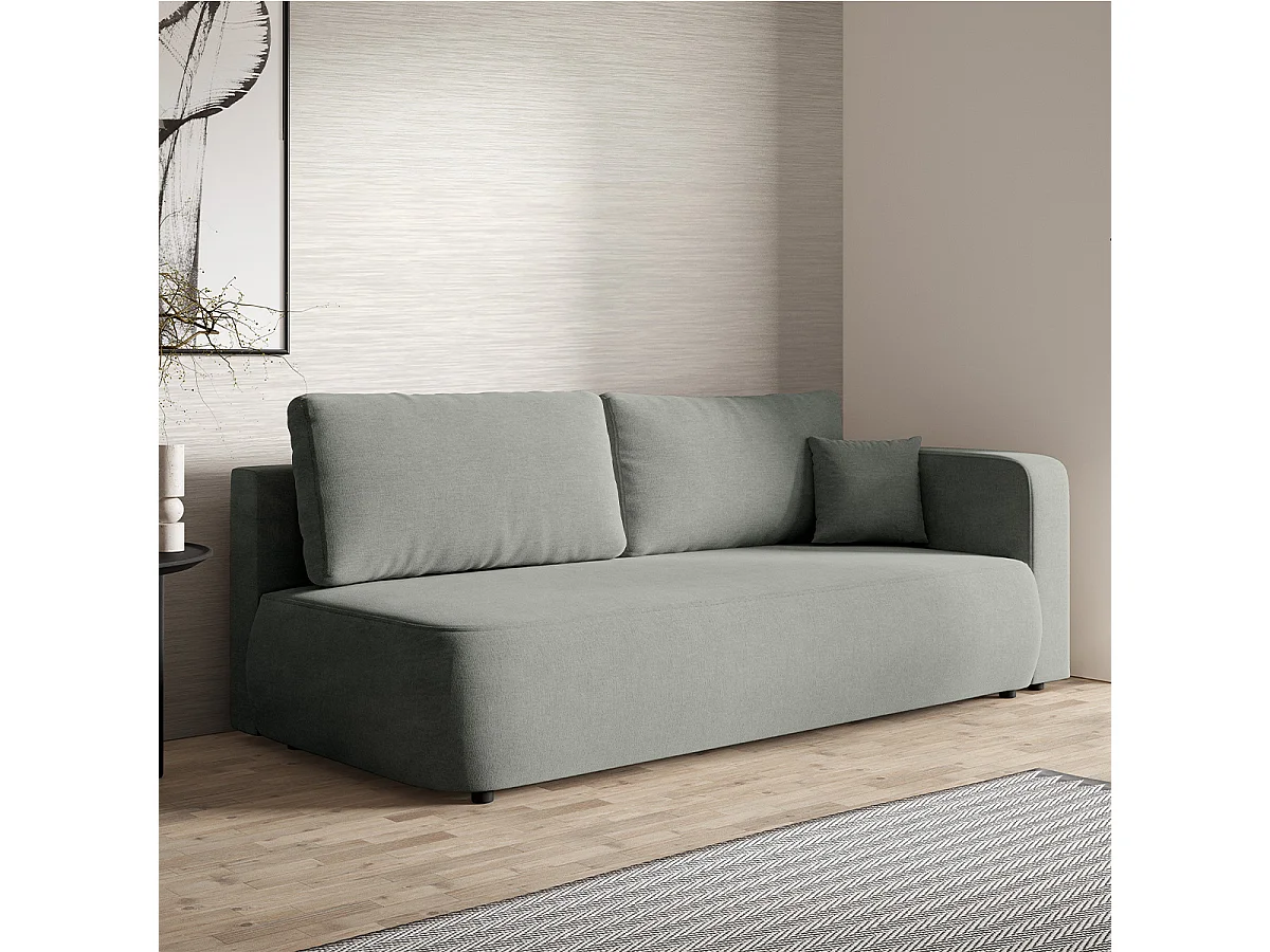 Canapé convertible 3 places avec coffre et accoudoir réversible Antonio Gris