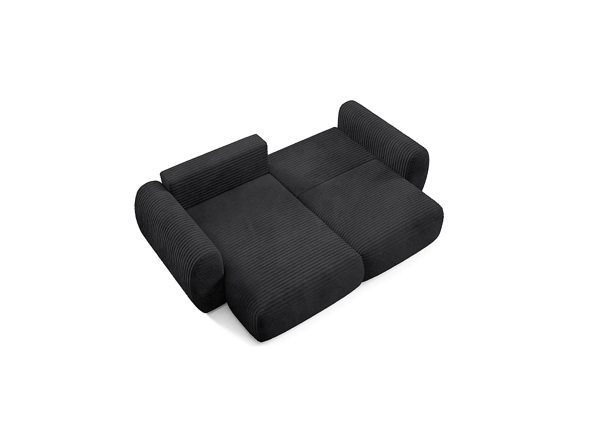 Canapé d'angle convertible 3 places réversible avec coffre en tissu noir CAMILLA