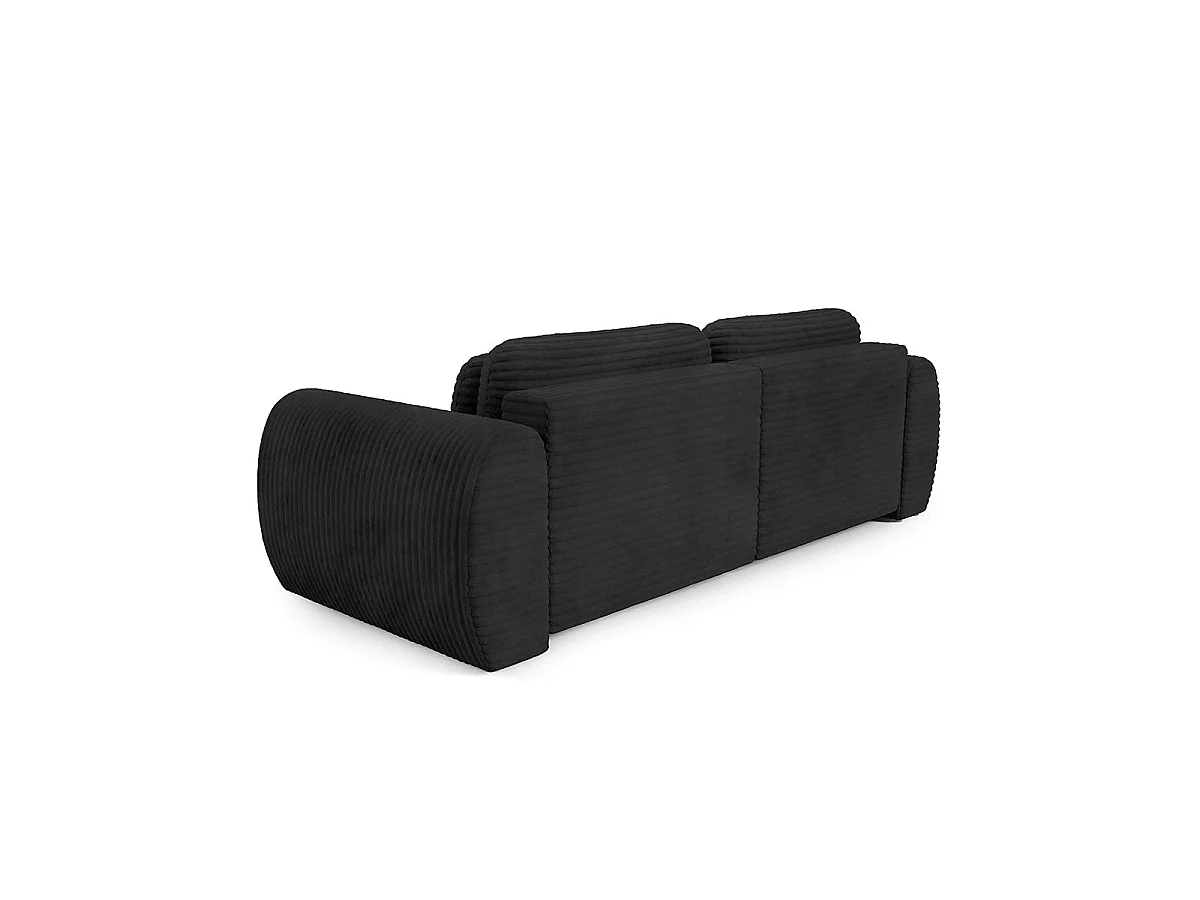 Canapé d'angle convertible 3 places réversible avec coffre en tissu noir CAMILLA