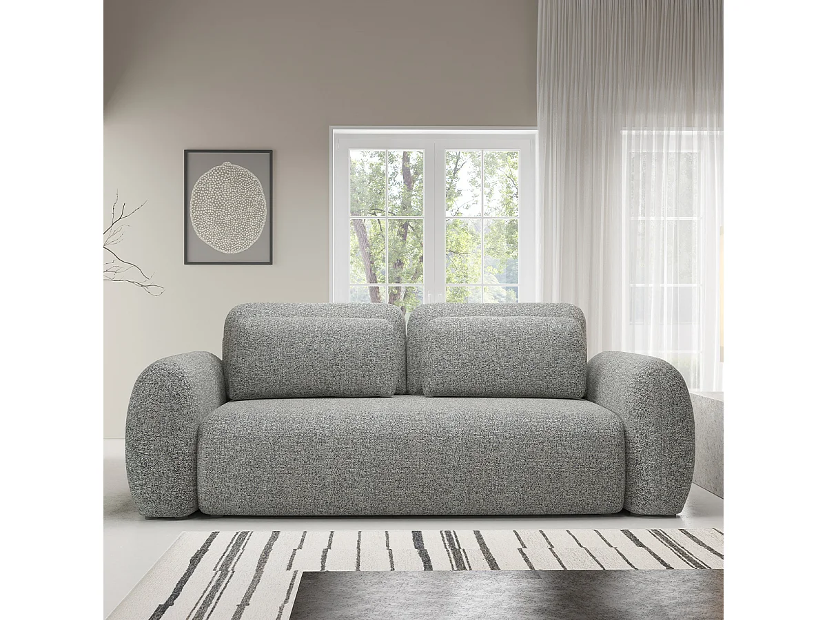 Canapé convertible 3 places avec coffre Carmela Gris