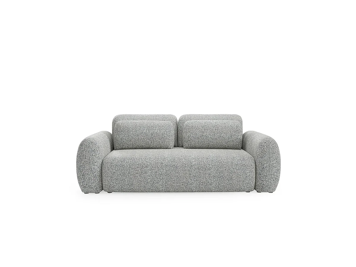Canapé convertible 3 places avec coffre en tissu gris CARMELA