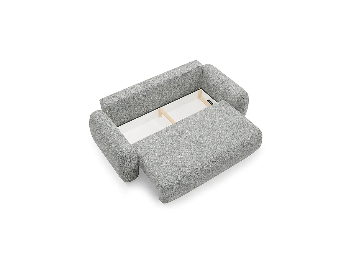 Canapé convertible 3 places avec coffre en tissu gris CARMELA
