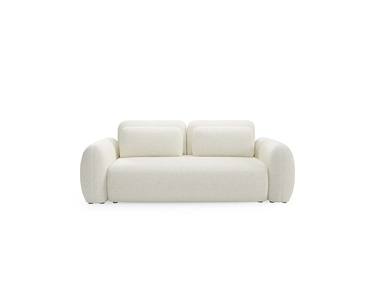 Canapé convertible 3 places avec coffre Carmela Blanc