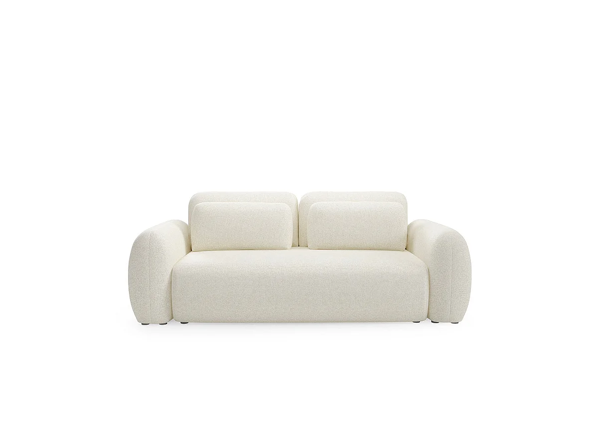 Canapé convertible 3 places avec coffre en tissu blanc CARMELA
