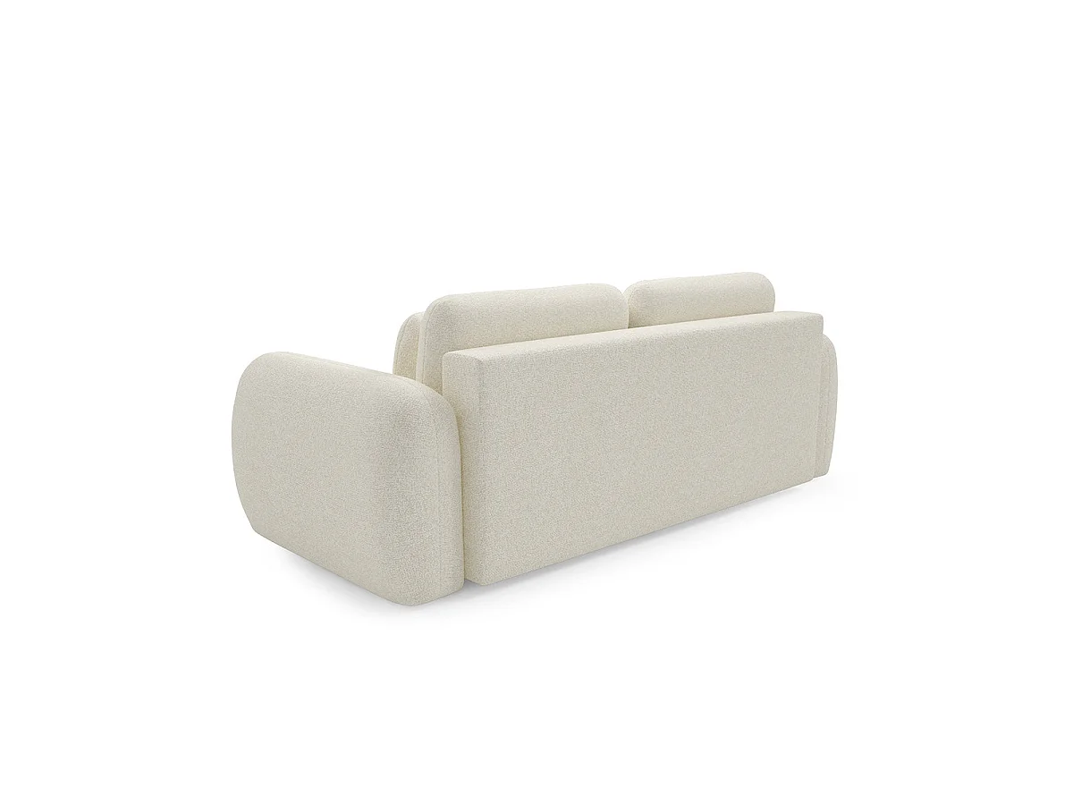 Canapé convertible 3 places avec coffre en tissu blanc CARMELA
