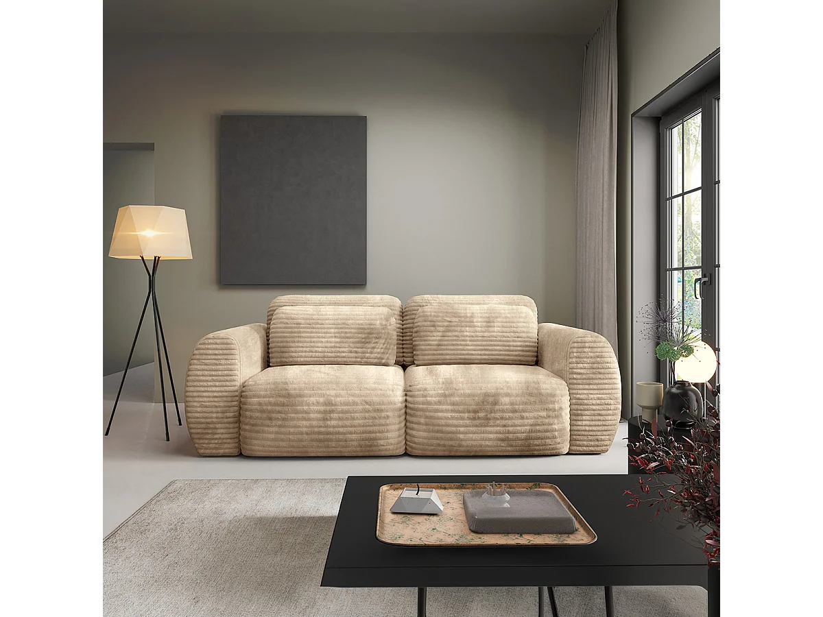 Canapé convertible 3 places avec coffre Camilla Beige