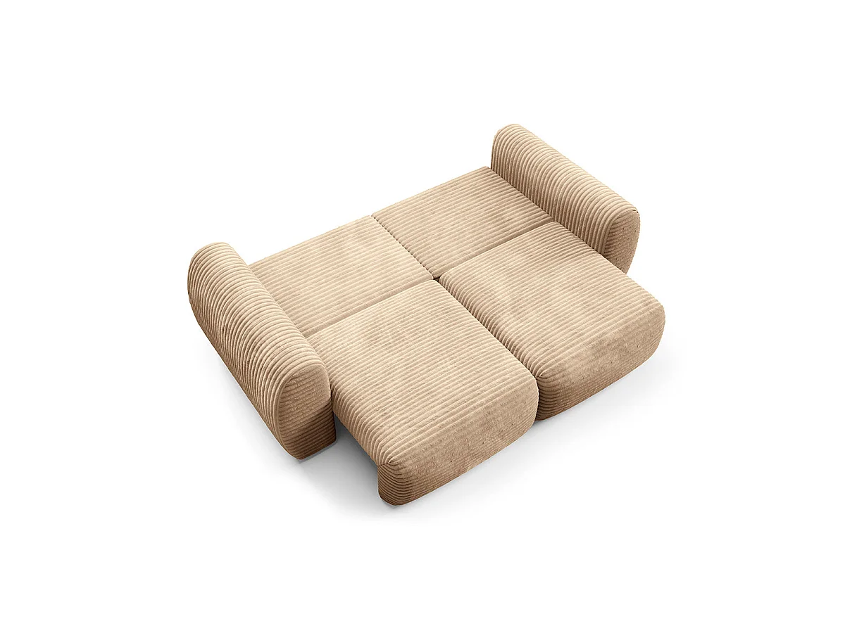 Canapé convertible 3 places avec coffre en tissu beige CAMILLA