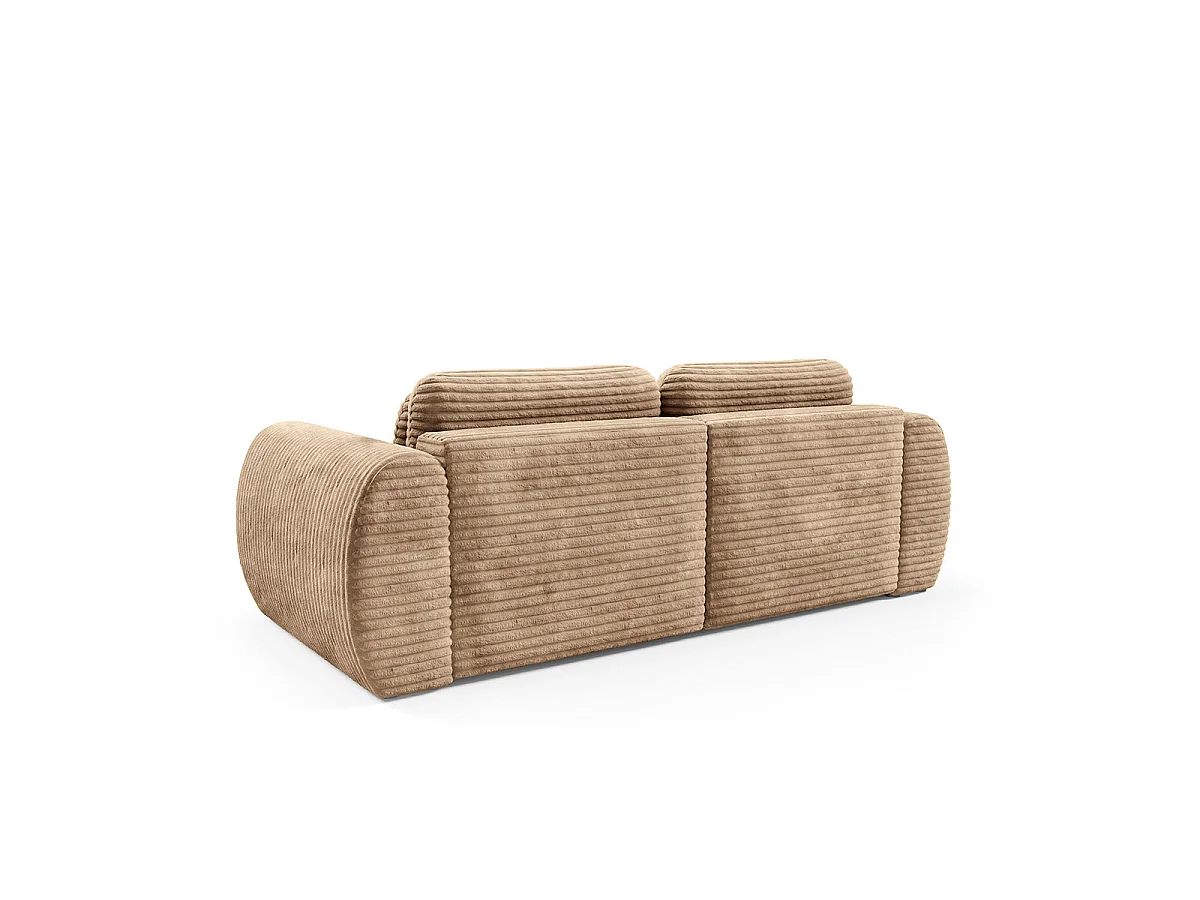 Canapé convertible 3 places avec coffre en tissu beige CAMILLA