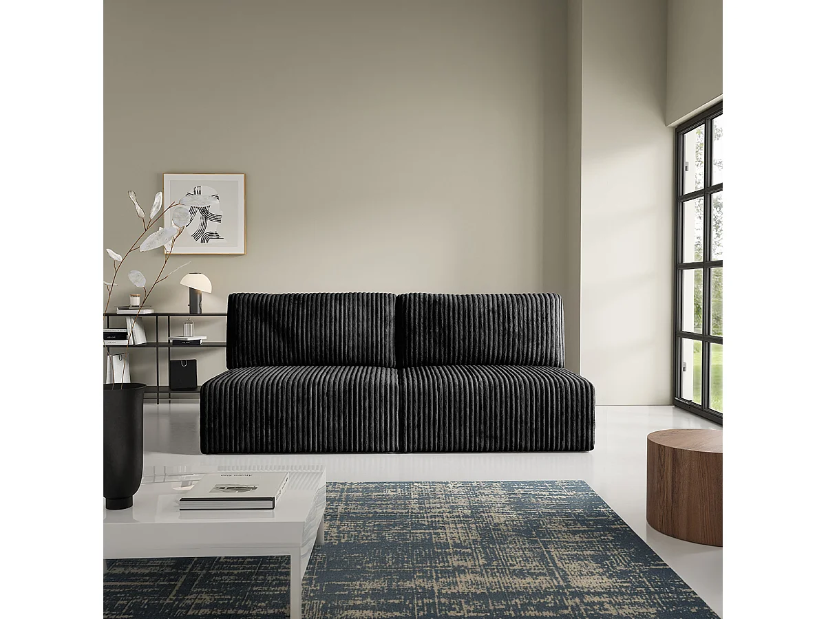 Canapé convertible 3 places avec coffre Angela Noir