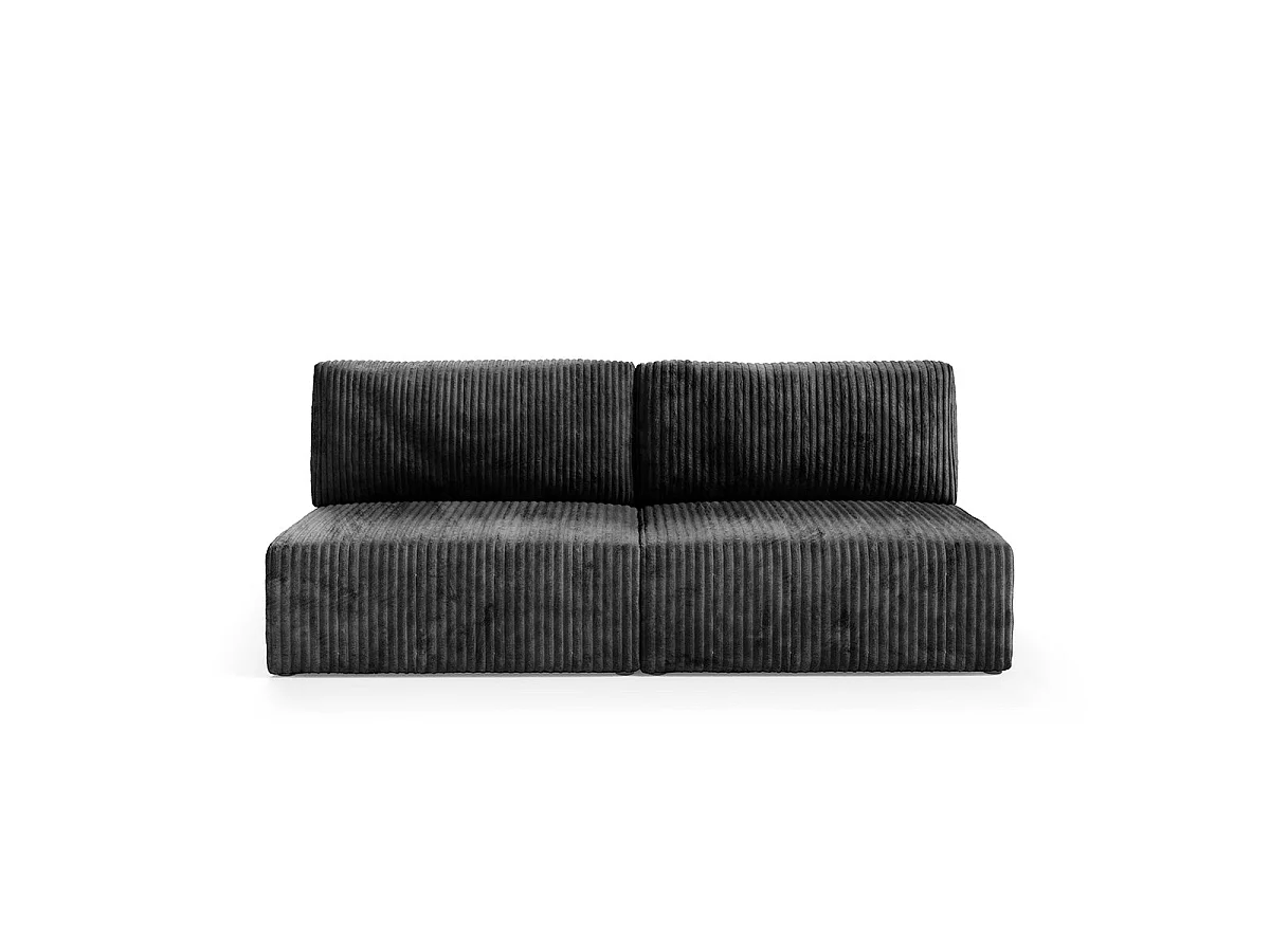 Canapé convertible 3 places avec coffre en tissu noir ANGELA