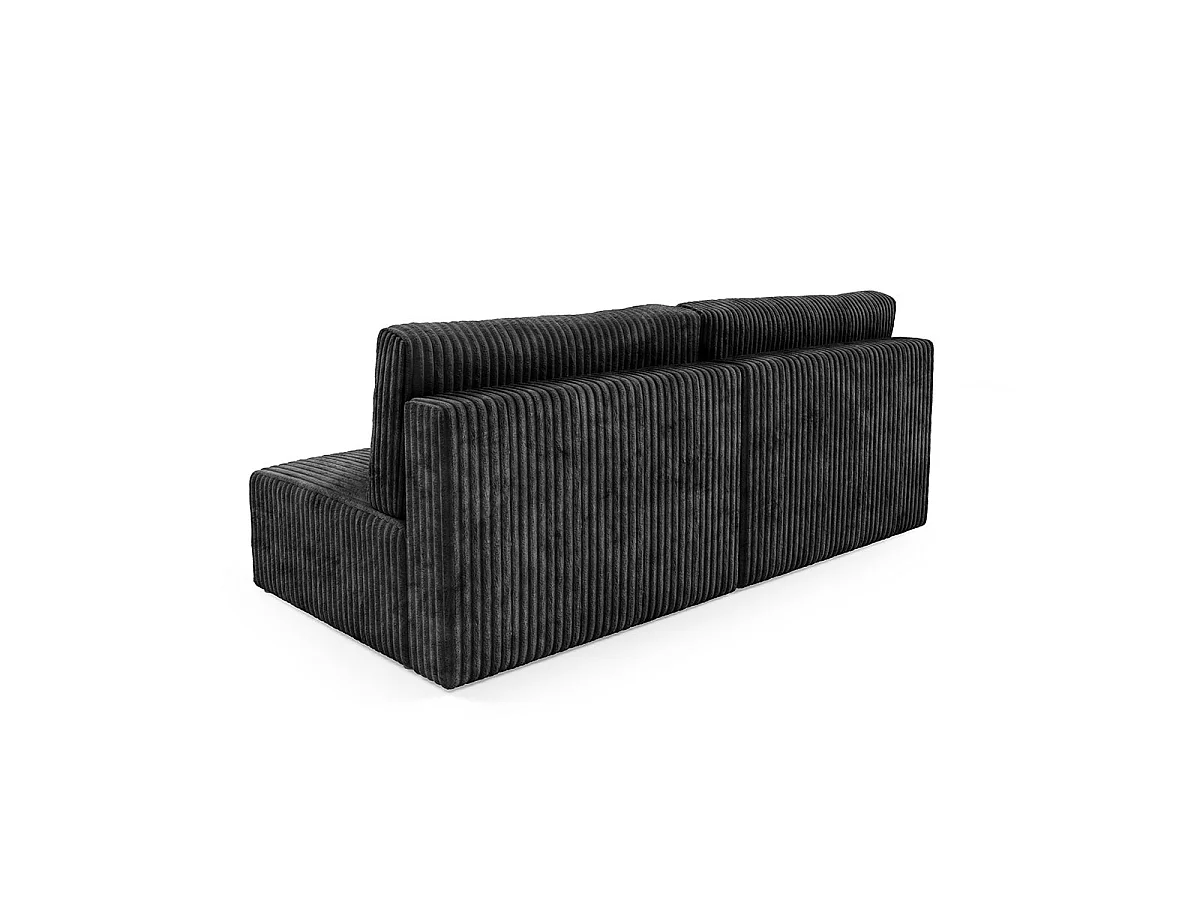 Canapé convertible 3 places avec coffre en tissu noir ANGELA