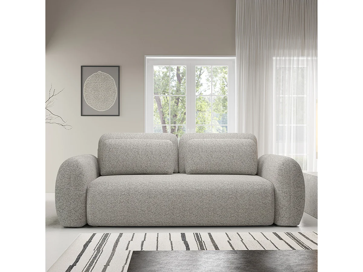 Canapé convertible 3 places avec coffre Carmela Gris clair