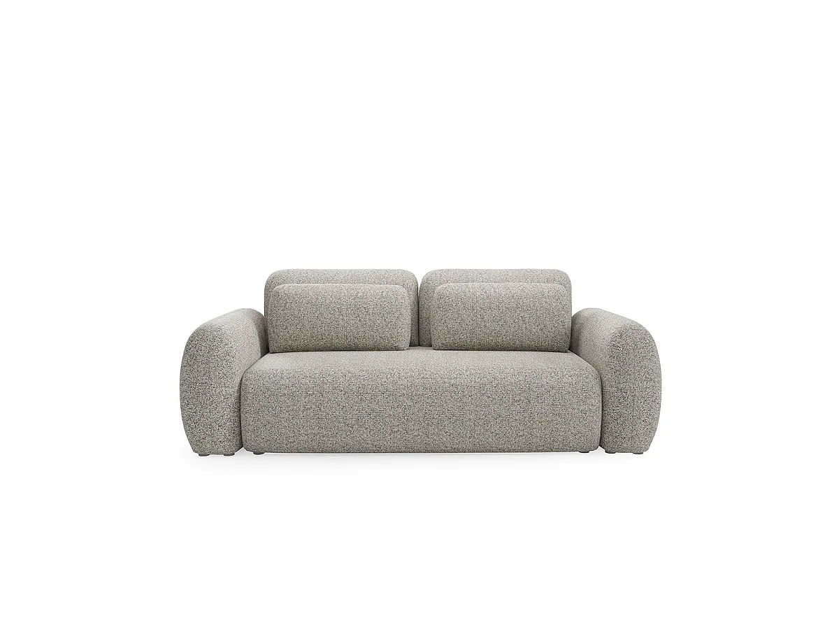 Canapé convertible 3 places avec coffre en tissu gris clair CARMELA