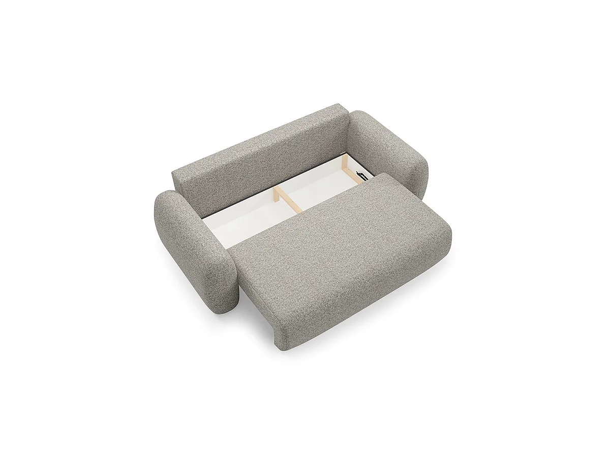 Canapé convertible 3 places avec coffre en tissu gris clair CARMELA