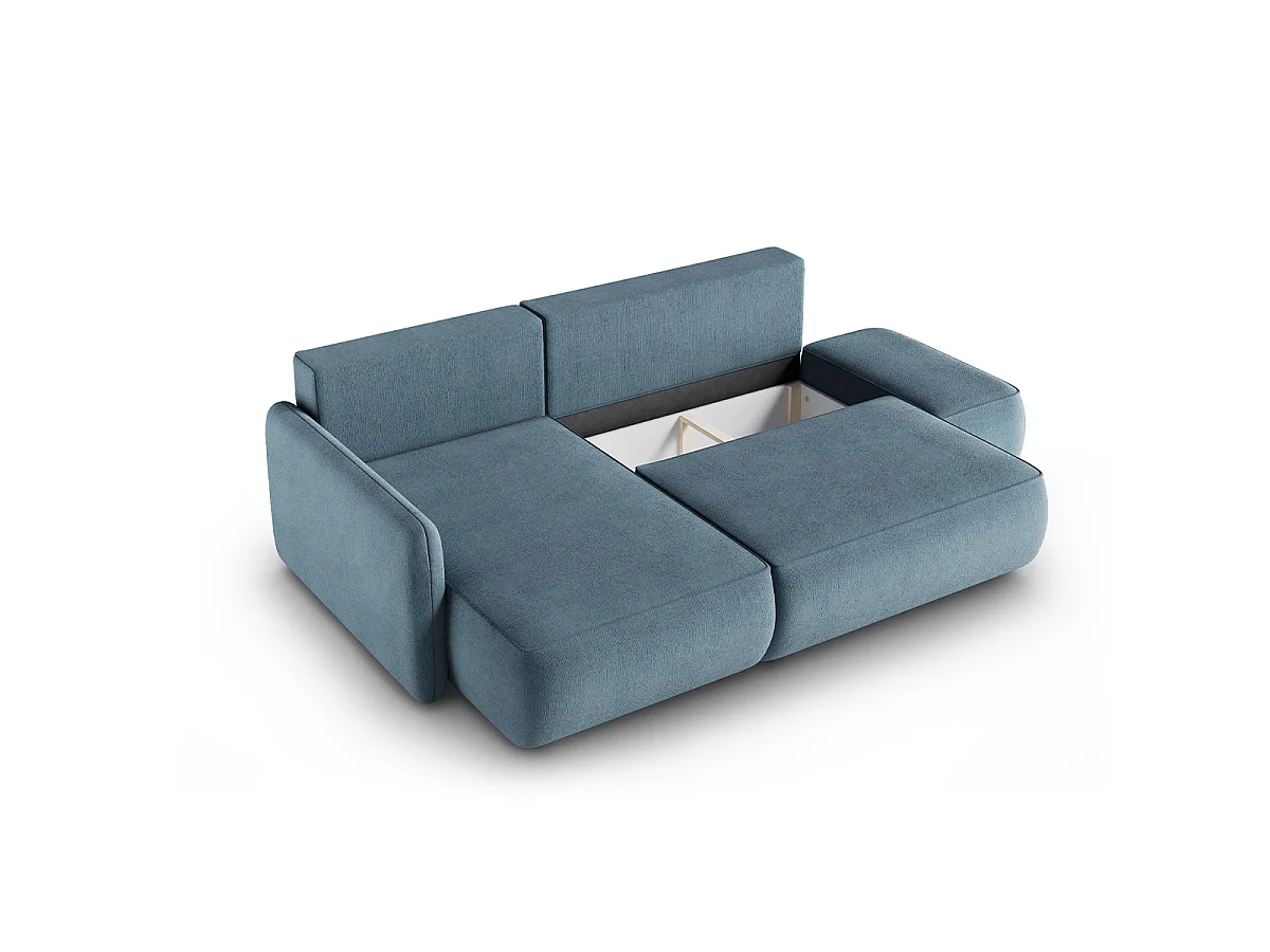 Canapé d'angle réversible et convertible 3 places avec coffre Alessio Bleu clair