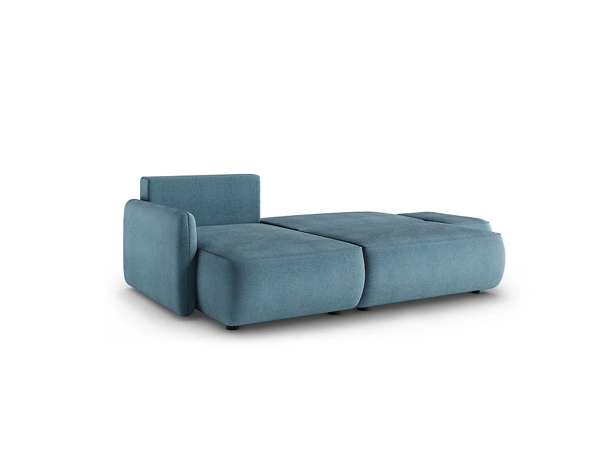 Canapé d'angle convertible 3 places réversible avec coffre en tissu bleu ALESSIO