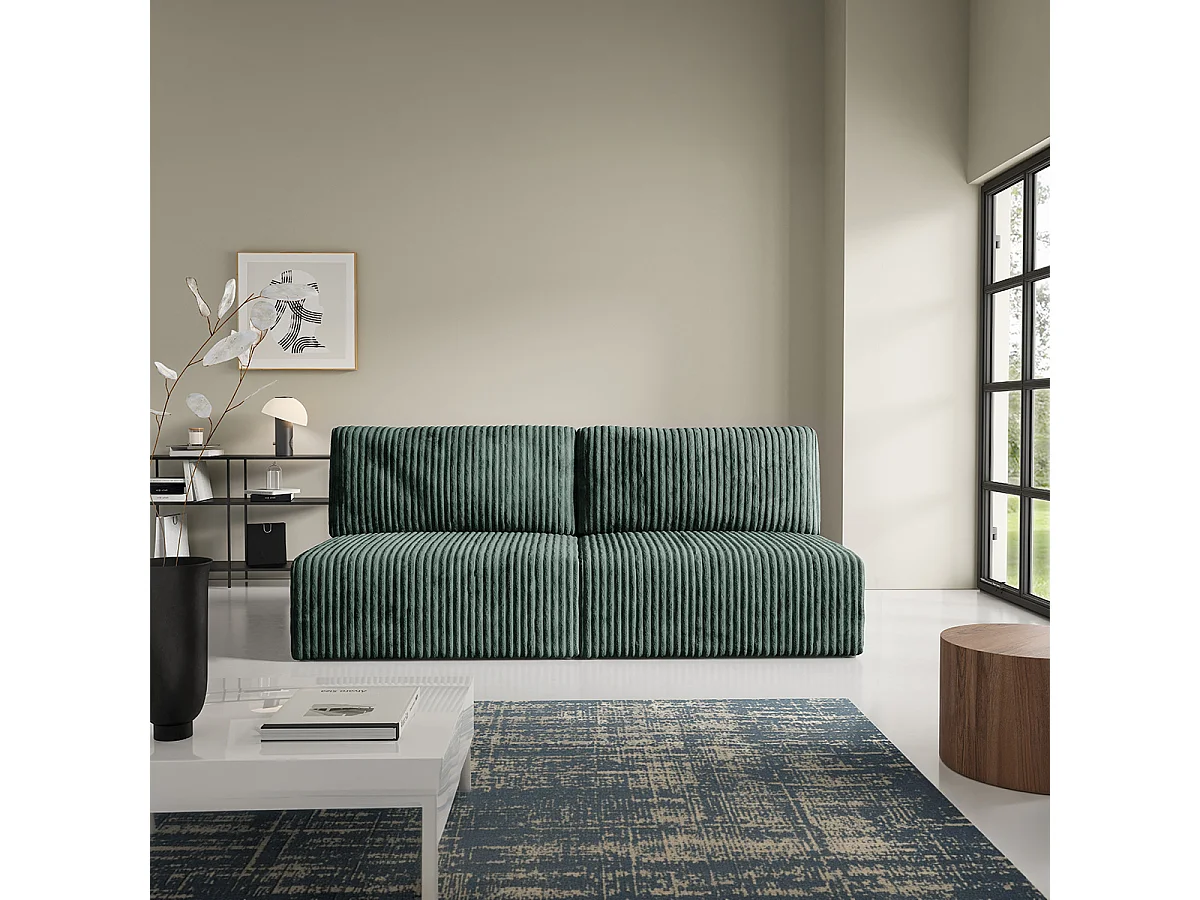 Canapé convertible 3 places avec coffre Angela Vert sapin
