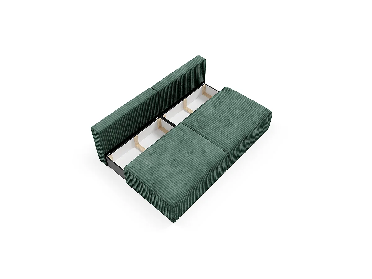 Canapé convertible 3 places avec coffre Angela Vert sapin